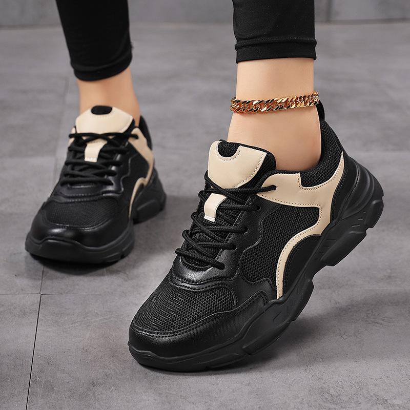 2025 New Four-season Mesh Breathable and Lightweight Casual Sports Shoes Thick-soled Laces Heightened Breathable Large-size Women