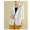 Fashion Casual Cotton and Linen Women Jacket Small Suits 2025 Spring Summer New Loose Long Sleeve Office Blouse Sunscreen Shirt Woman Pockets Clothing