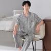 Pajamas Men's Summer Cotton Short Sleeve Trousers Men's Thin Summer Large Size Half Sleeve Men's Summer Loungewear Set