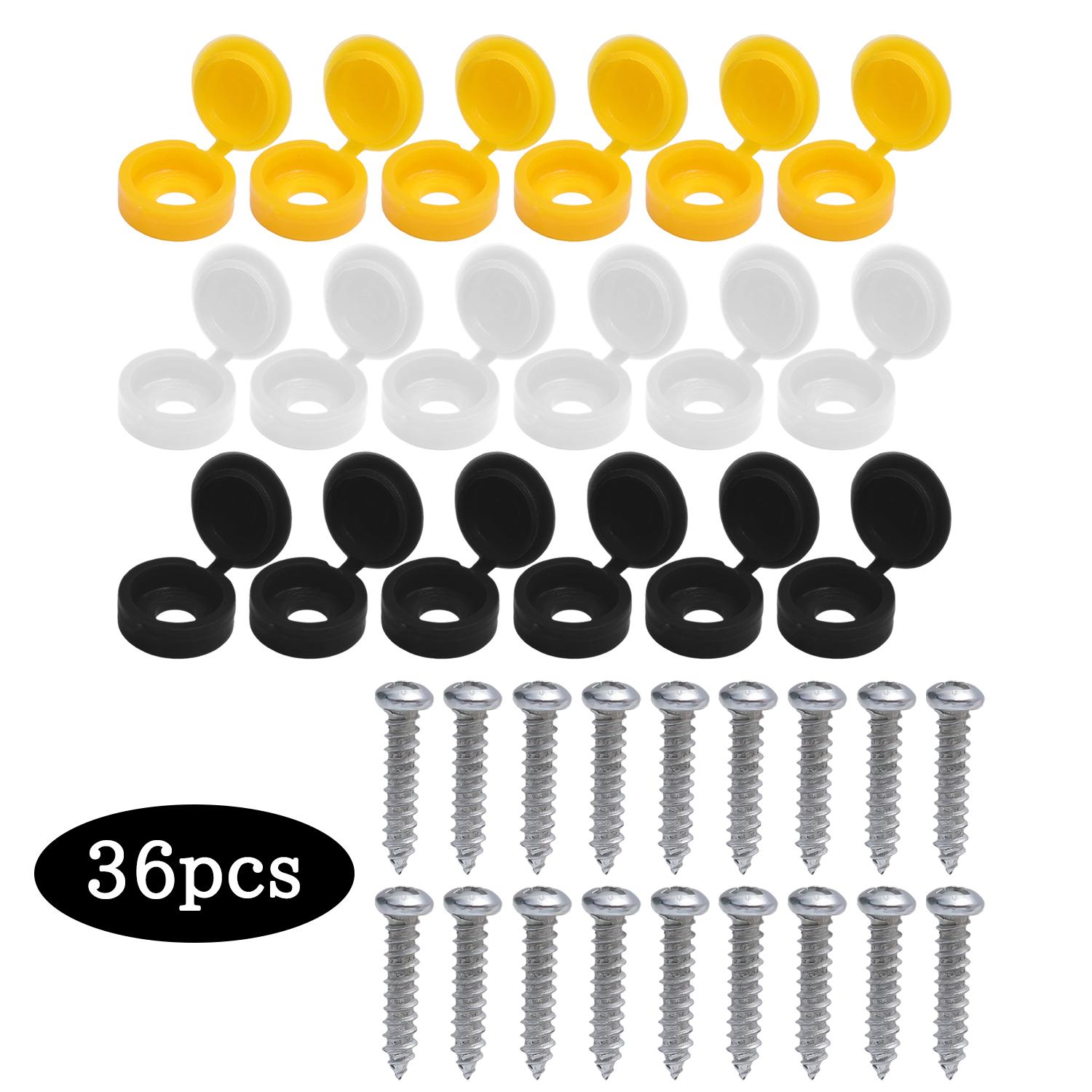 

Stainlessscrews and Caps Black White Yellow License Plate Screw Caps Car License Plate Fixing Devices Screw for Furniture