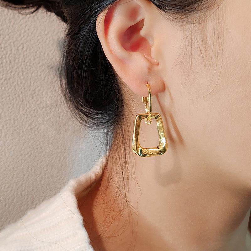 Square Metal Quadrilateral Earrings, Fashion Temperament, Design Sense, Versatile And Advanced Sense