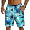 Herren Freizeitshorts mit Kordelzug Leicht Schnelltrocknend Innenbeinlänge Fünf Zoll Hawaiianischer Print Strand Badeshorts mit Taschen