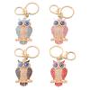 Keychain Pendant 3D Cartoon Owl Design Sparkling Rhinestones Inlaid Enamel Wings Key Chain with Lobster Clasp Key Ring Bags Accessories