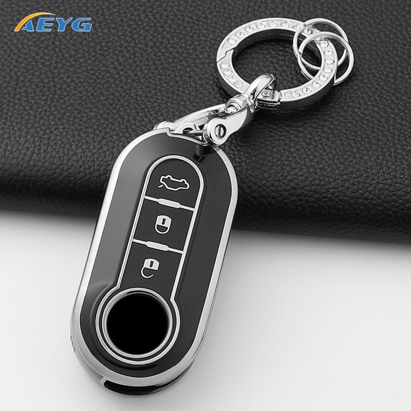 Car Key Case Cover for Fiat 500 Ducato Panda 500L Punto Lancia Musa for Citroen Car Keyring Luxury Keychain Interior Accessories