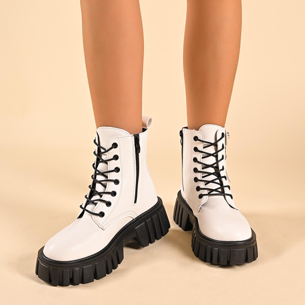 

Ботинки Martin на платформе в британском стиле, осенне-зимние, новые, короткие, в стиле ретро, водонепроницаемые, модные, одинарные, белые ботинки 36 белый