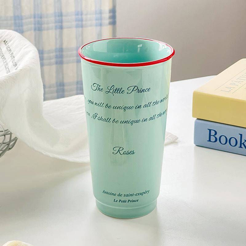 

Керамическая чашка с буквой, подходящая, большая вместимость, офисная чашка для воды, высококлассная, простая, кружка для завтрака, молока About 580ml