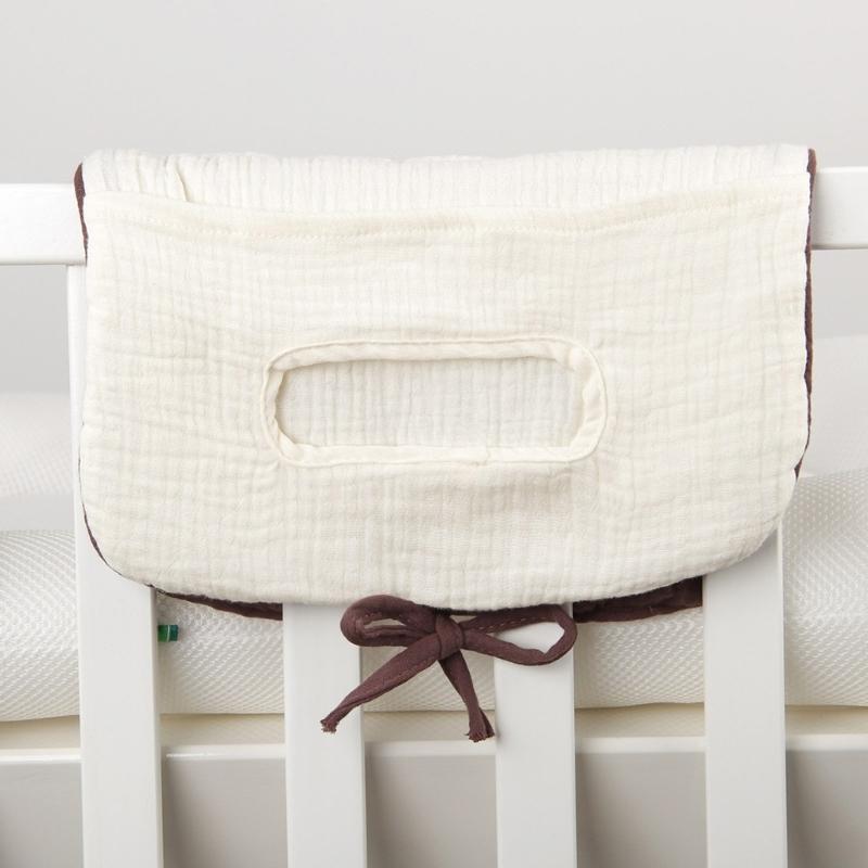 Multi Purpose Cotton Diaper Organsier Case Bag with Double Storage Compartments for Infant Toddler Bed Accessories