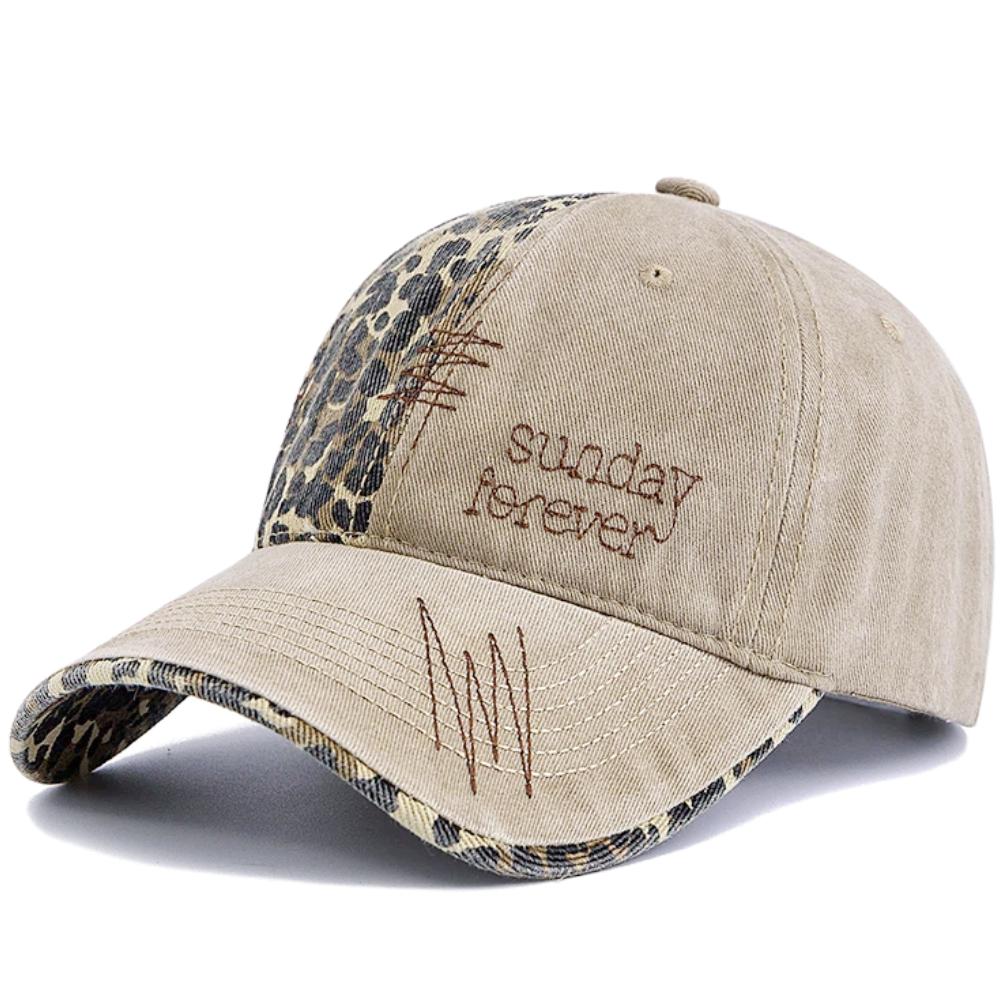 Ny Unisex Y2K Basebollkeps Mode Leopardfläck Tvättad Bomullshattar För Kvinnor Casual Boho Streetwear Stil Kvinnliga Trendiga Hattar Kepsar
