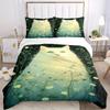 3pcs Cat Flowers Bedding Set Down Comforter Cover and Pillowcases, Suitable for Guest Room Home Decoration All Seasons(No Insert) S0819044