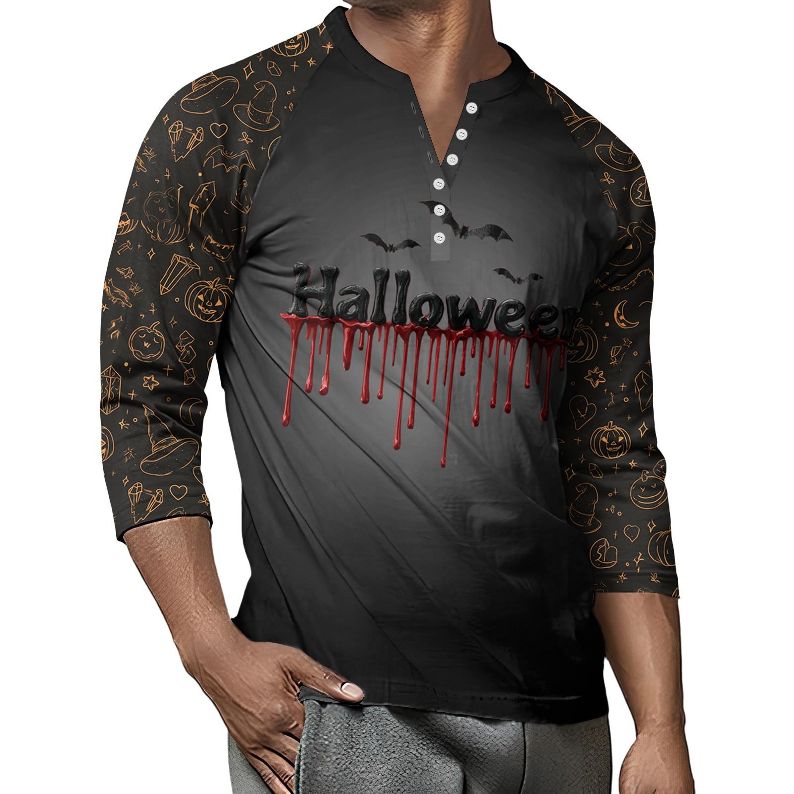 

Мужской контрастный топ реглан на пуговицах с рукавом 3/4 L