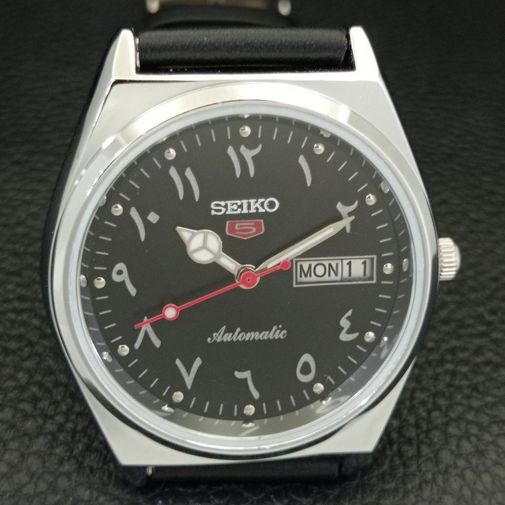 VINTAGE REFURBISHED SEIKO 5 AUTOMATIC 6309A JAPAN MENS BLACK WATCH A441316-5 Sk-a441316