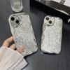 Luksus galvanisert Silver Glitter Drop selvklebende deksel til iPhone 15 14 13 12 11 Pro Max XS XR All-inclusive Fallbeskyttelsesdeksler