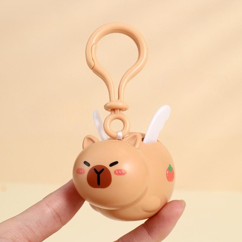 1-6Pcs Funny Flying Capybara Keychain Cartoon Pull String Animal Pendant Gift for Adults