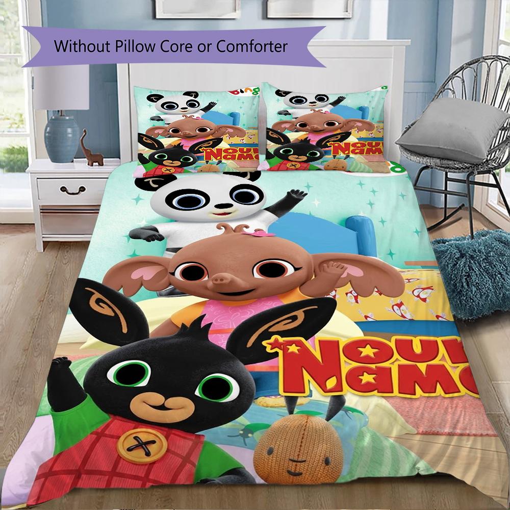 Custom Name Bing Bunny Pattern Bedding uilt Set uilt Cover Pillowcase Home Decoration Birthday Gift (1*duvet cover+2*pillowcase without core)
