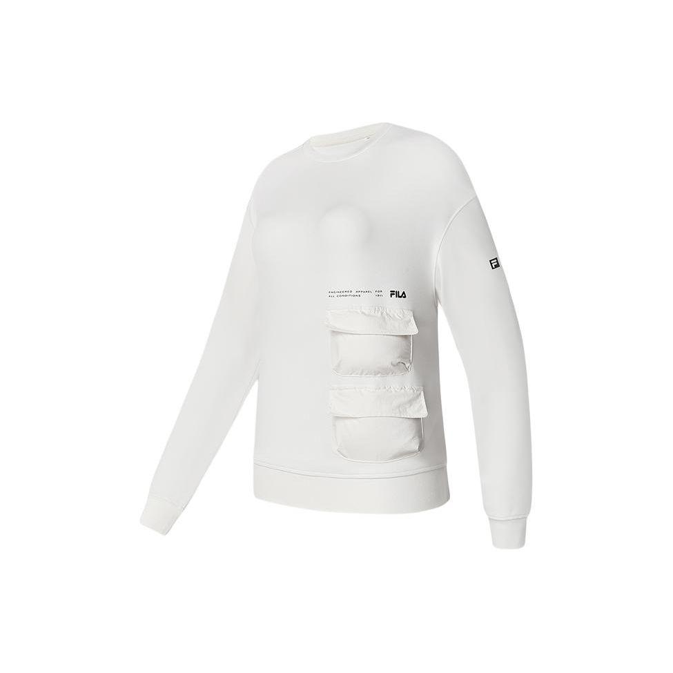 

FILA Letter Round Neck Loose Sweatshirt Women sweatshirt Cloud-White A11W417204F-WT L