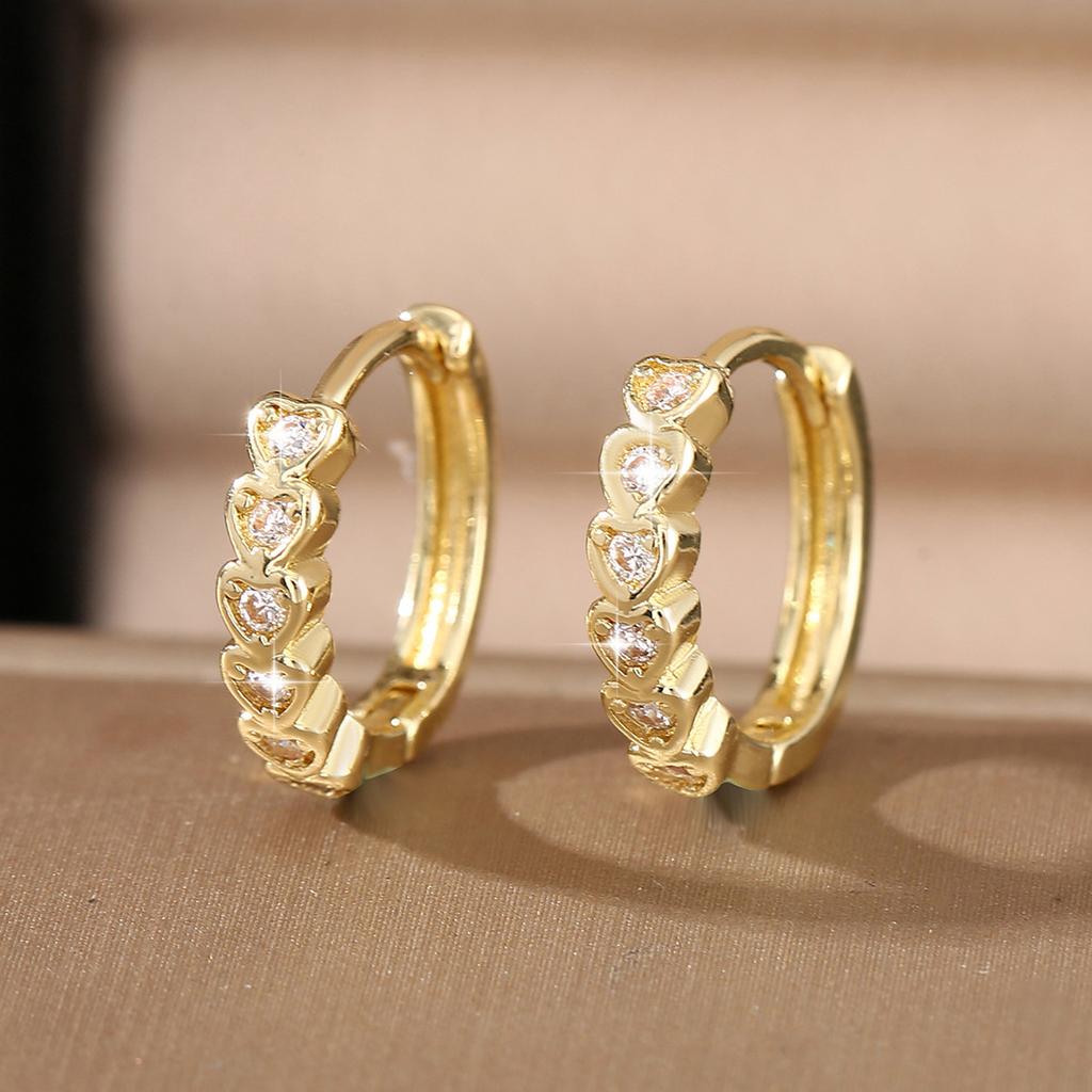 925 Silver Hoop Earrings for Women Simple Heart Zircon Circle Drop Punk Jewelry Party Gifts