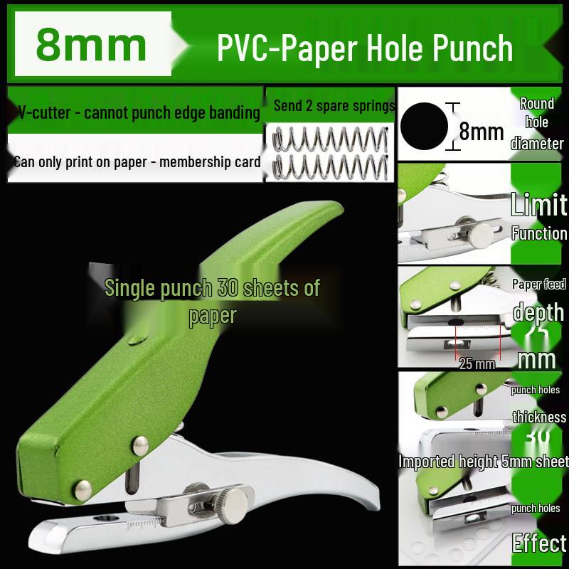 Heavy-Duty 3-10mm Loose Leaf Single Hole Punch Pliers for PVC and Paper