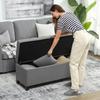 Storage Bench, Upholstered Bench 120x40x48 Cm with Safety Hinges, Linen Look, Dark Gray