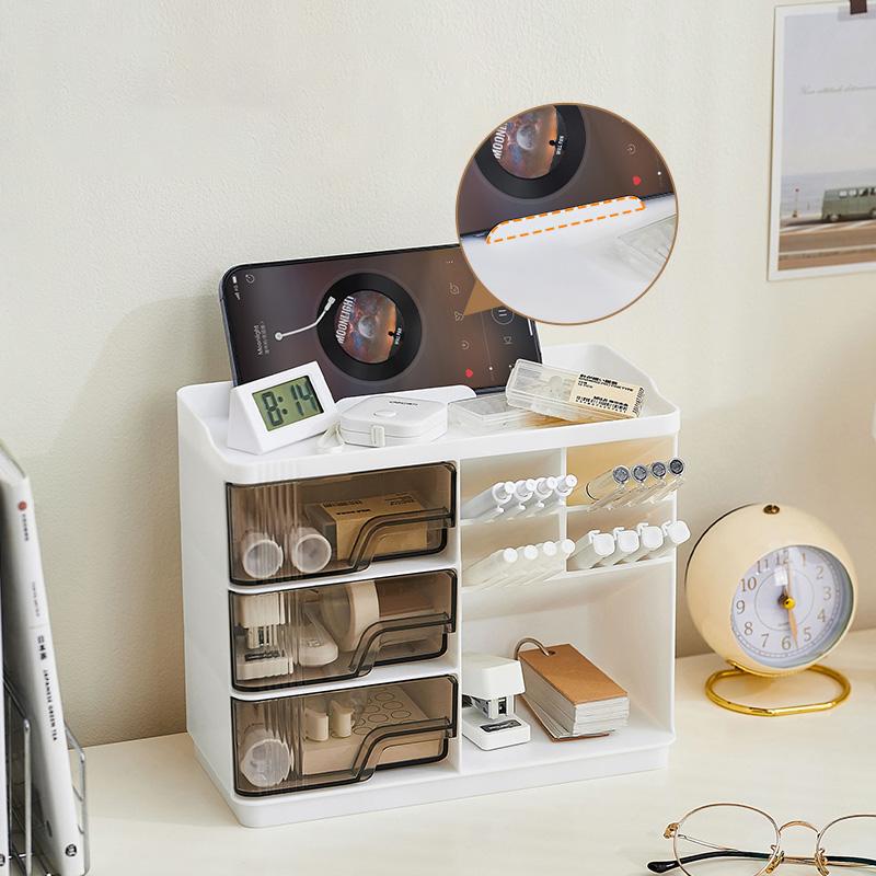 1pc Desktop Stationery Storage Box, Multi-layer Large Space Design, Easy To Organize All Kinds of Stationery