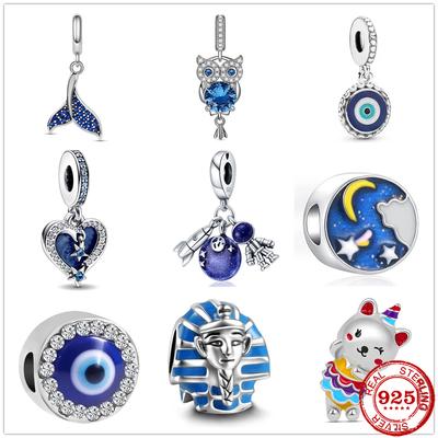Orijinal Fasion Charm Bileklik 925 Ayar Gümüş Kedi Balina Kuyruğu Kolye Sarkıtlı Charm Boncuk DIY Takı Yapımı Berloque