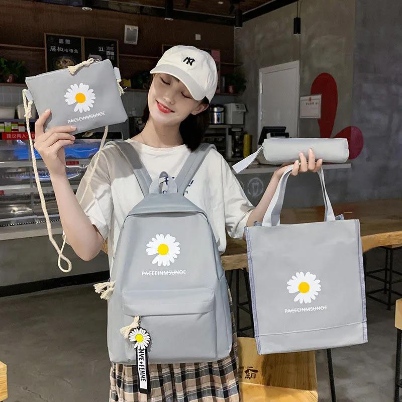 4Pcs Schoolbag Female Backpack Primary School Junior High School Travel Backpacks for School Bag Popular Black Backpack Girls