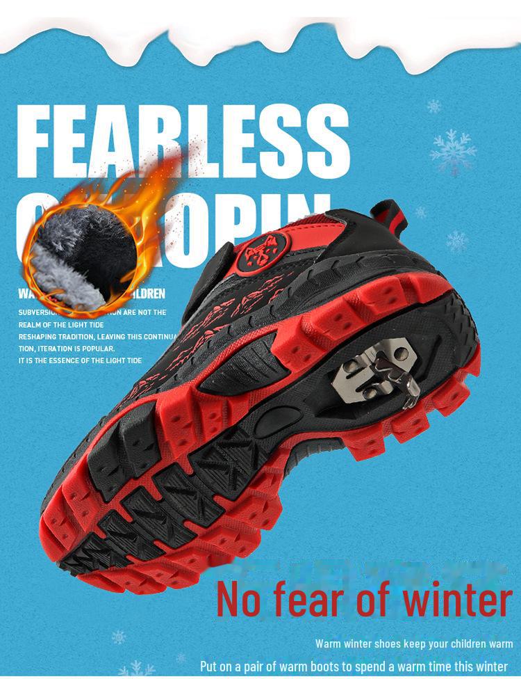 Children's Winter Non-Slip Velvet-Lined Snow Boots for Boys and Girls, Mid-Calf, Warm, Leather