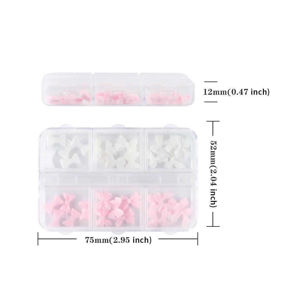 6-grid Box Ribbon Bow Nail Accessories Resin Bow Accessories DIY Nail Products