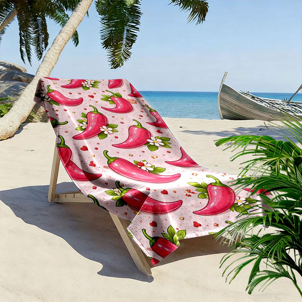 Spicy Blooms Enchanting Harmony Print Beach Towel, Quick Drying, Suitable for Travel, Outdoor Sports, Jogging, the Beach and Swimming, Gift