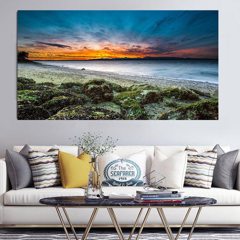 Natural Modern Seascape Wall Pictures Landscape Beach Sea Ocean Canvas Painting Wall Art Posters for Living Room Decor Cuadros