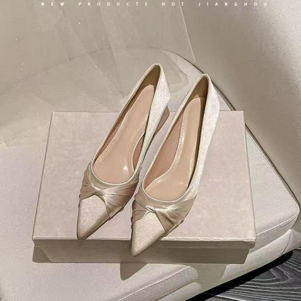 Francuski Styl Szpilki Damskie Nowe Jesienne Cienki Obcas Szpiczasty Nosek Pojedyncze Buty Wszechstronne Nowe Buty na Ceremonie Buty Wieczorowe Czółenka