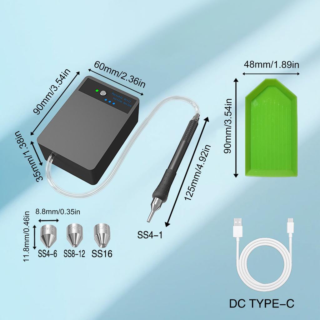 Electric Diamond Art Painting Pen, 1500mAh Rechargeable Vacuum Pump Diamond Pen with Storage Tray, Low Noise Diamond