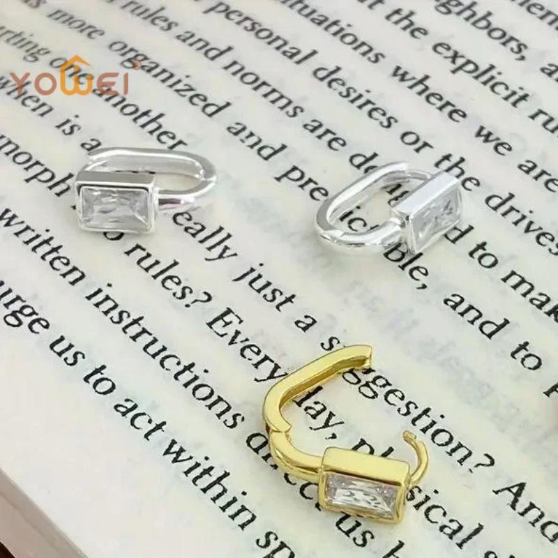 Minimalistische Geometrische Weiße Zirkon Ohrringe Für Damen Mädchen Koreanische Mode Neuer Schmuck Damen Geschenk Party