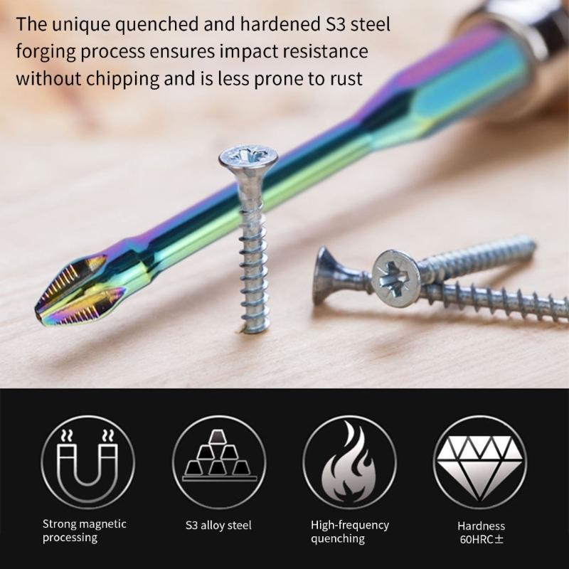6/10/20Pcs Antislip Screwdriver Bit 1/4inch Hexagonal Shank Magnetic Crossing Screwdriver Bit Set Bit Attachment