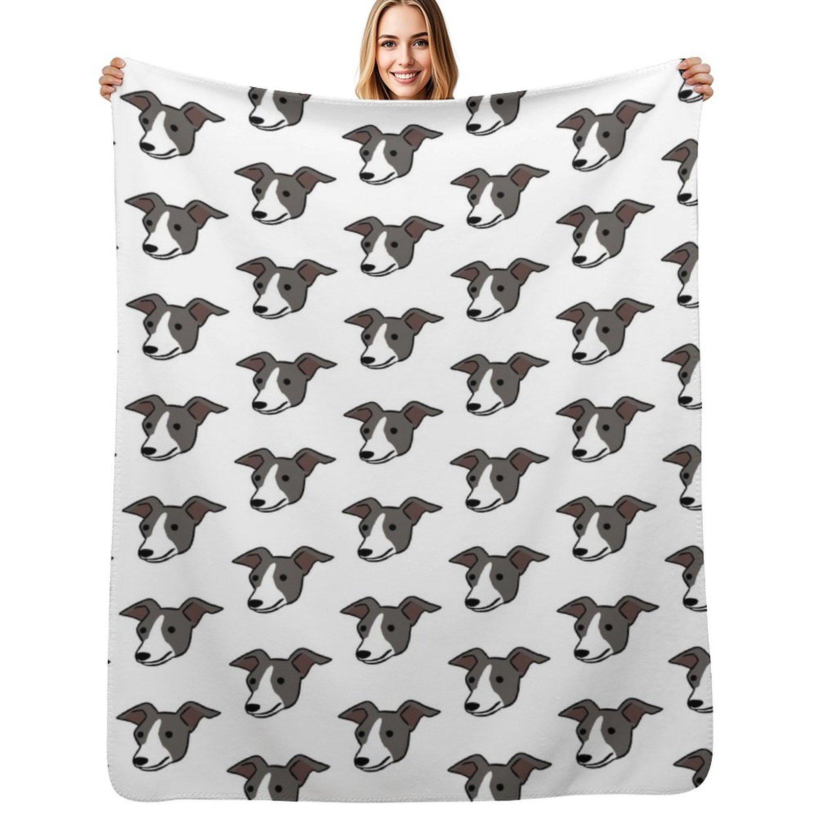 Italian greyhound cute illustration Throw Blanket Travel Size Cozy Blanket for Plane Train Size: 75*100cm, Weight: 230 GSM