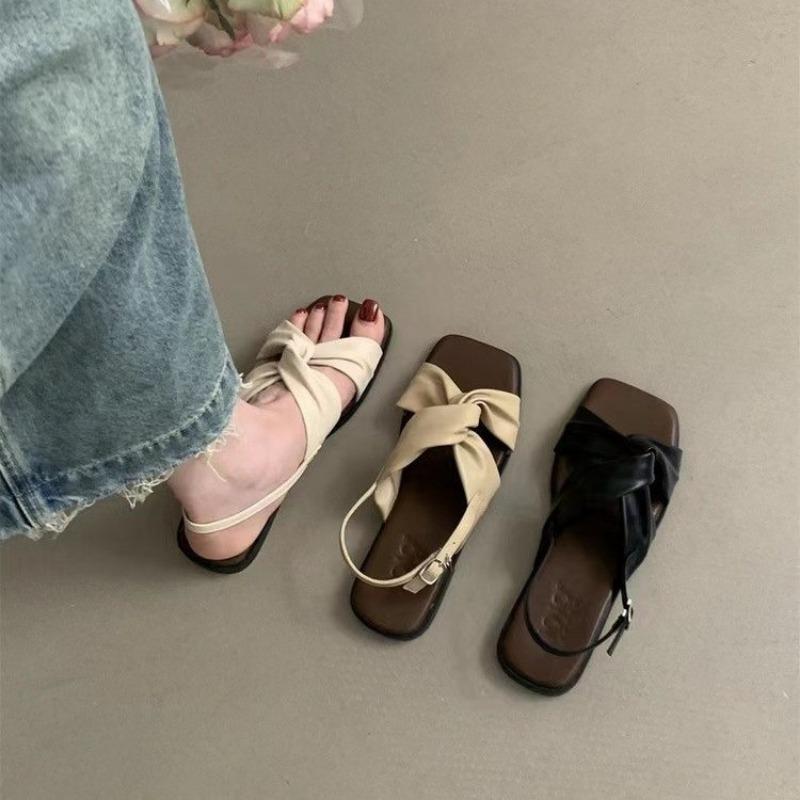 2025 Women Summer New Fashion Slippers with Square Toe Casual Luxury Roman High Quality Slippers for Women