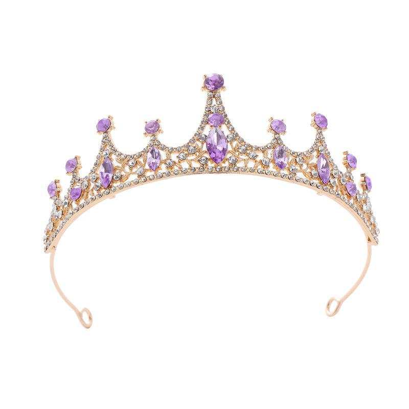 Crown Headwear  Birthday Hair Band  Queen Baroque Rhinestone European and American Bride's Crown Dress  Hair Crown