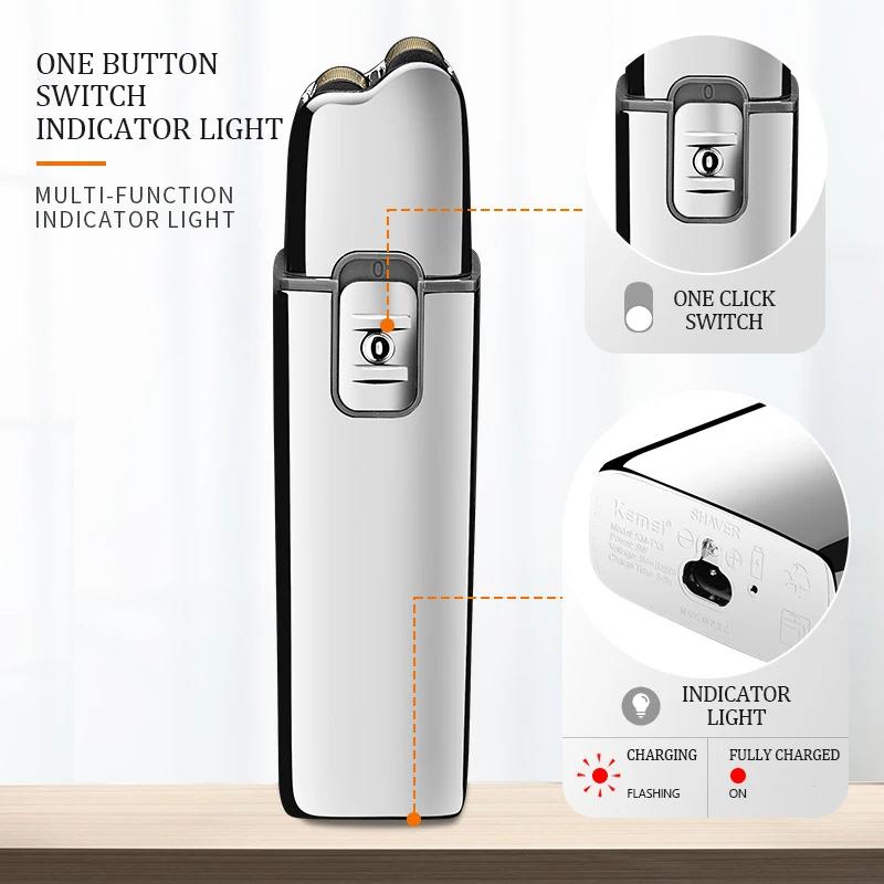 

Kemei KM-TX5 Premium аккумуляторная бритва серебристого цвета с двойной сеткой из алюминиевого сплава возвратно-поступательного действия
