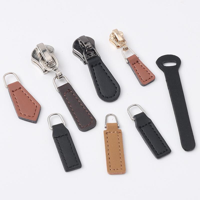 5Pcs Fashionable Zipper Pullers Solid Color PU Detachable Zipper Pullers Bag Clothing Zipper Puller