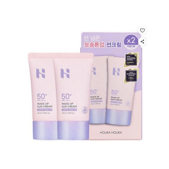 HOLIKA HOLIKA Makeup Sunscreen SPF50+ PA+++ UV Protection Sun Cream Set 35ml ×2