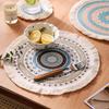 Retro Heat Resistant Bohemian Placemat Weave Jute Round Woven Placemat Non-Slip Tassel Woven Mat Birthday Decoration