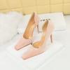 Women's Banquet High Heels Slim Heels Shallow Mouth Square Head Side Hollow Single Shoes