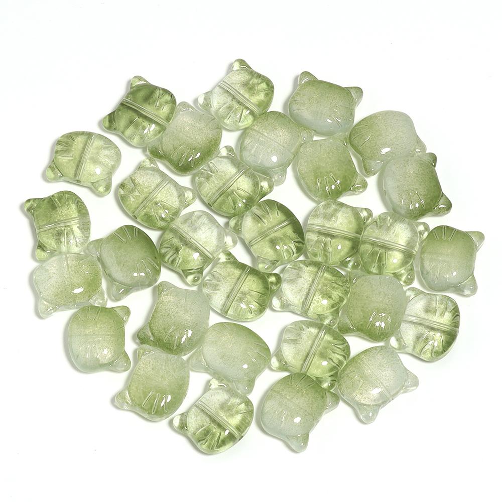 30Pcs Cat Head Glass Beads Cute Cartoon Kitten Lampwork Loose Bead for Jewelry Making Accessories DIY Bracelet Necklace Pendant
