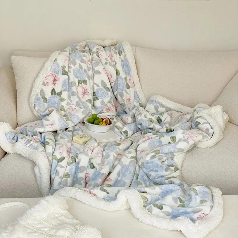 2025 New Printed Thickened Cartoon Milk Fleece Lamb Fleece Blanket Nap Blanket Sofa Blanket Spring and Autumn Season Available