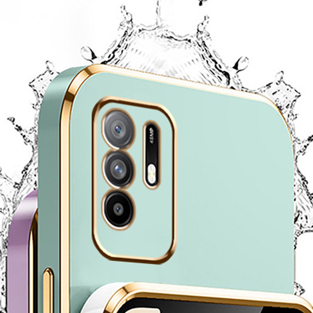 Oppo A94 5G Kılıf Lüks Kare Kaplama OPPO Reno 5Z Telefon Kılıfı Reno 6Z Darbeye Dayanıklı Silikon Arka Kapak CPH2211 CPH2237 Kılıf