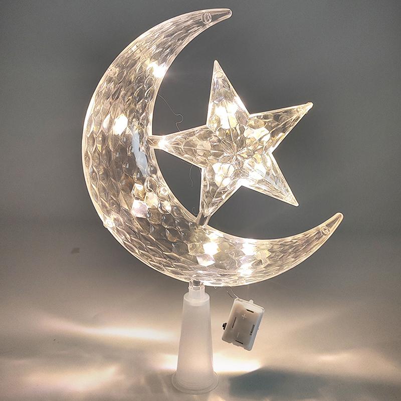 LED Mond Stern Weihnachtsbaumspitze Licht Dekorative Mond Stern Lampe für Eid Mubarak Muslimischer Schmuck Ramadan Dekoration