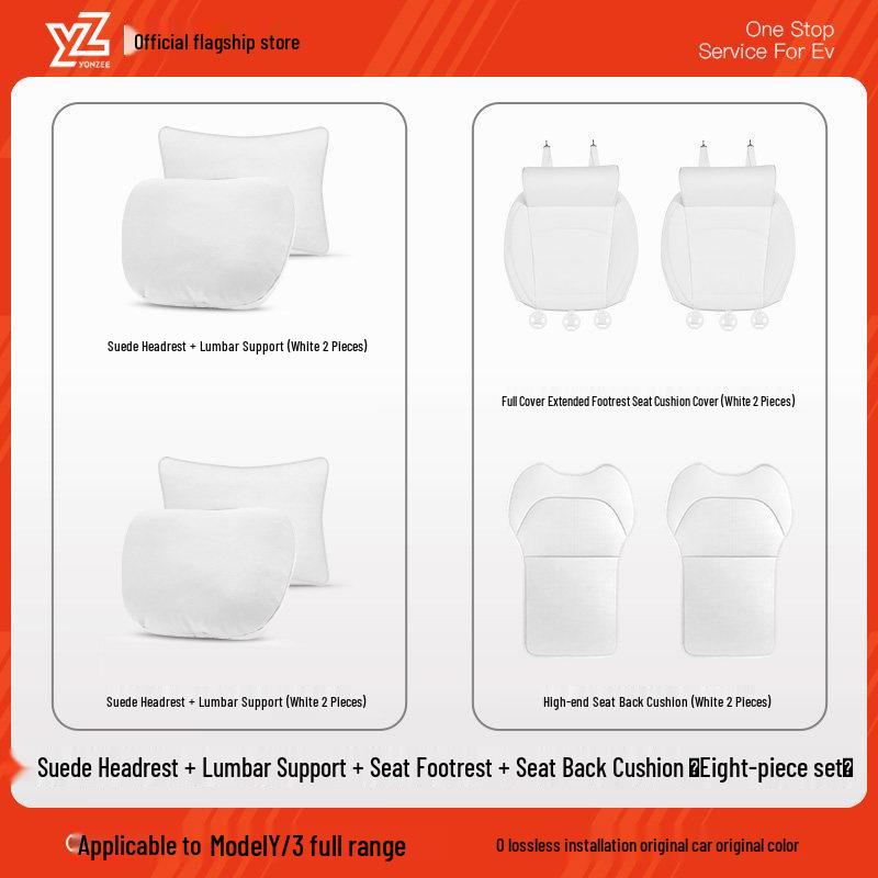 YZ Seat Covers with Extended Leg Rest for Tesla Model 3/Y - Full Coverage Protective Cushion