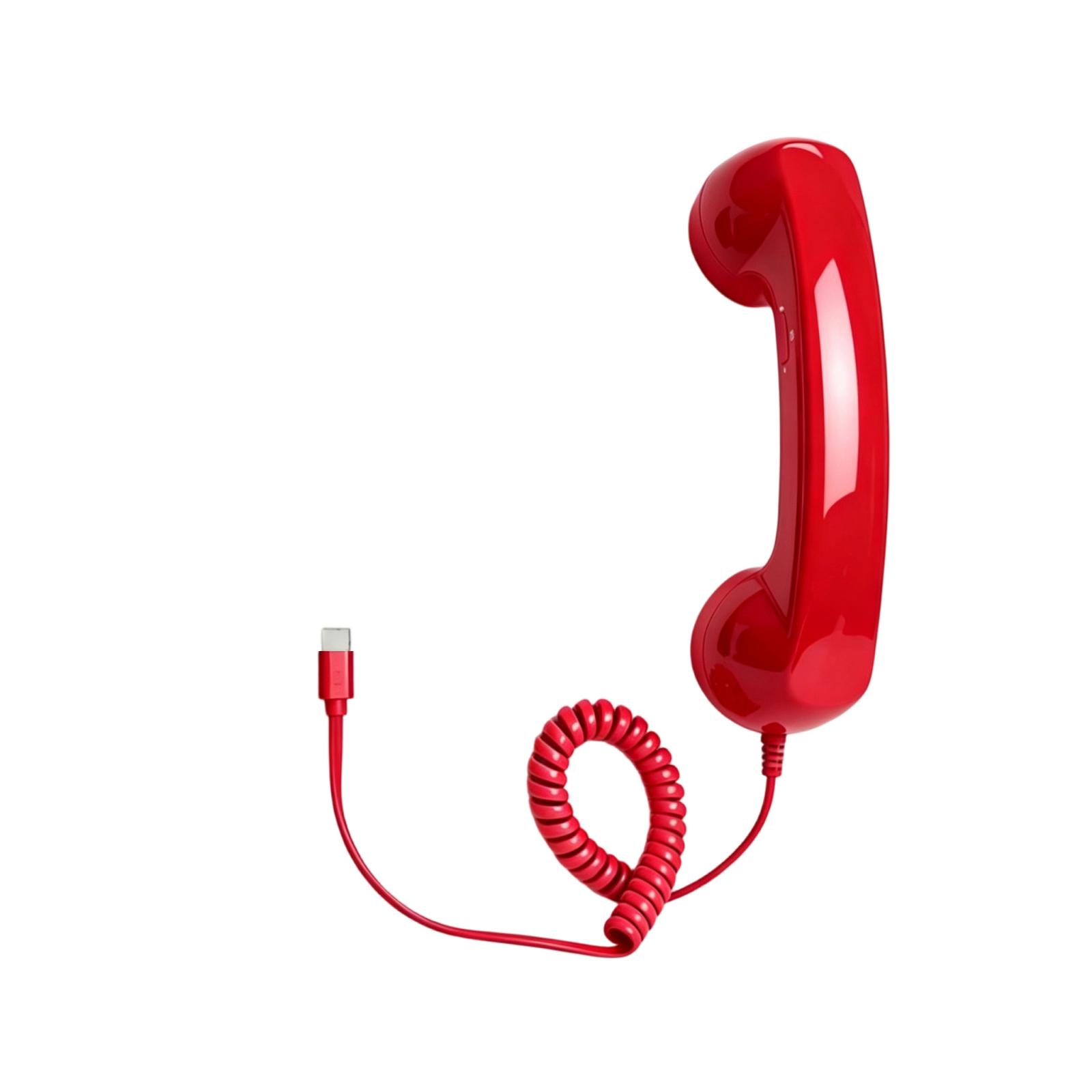 Vintage Retro telefónna slúchadlo s konektorom pre smartfón, Externý slúchadlo pre domáce použitie a hovory One Size červená