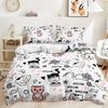 Dog Paw Print Duvet Cover Set Queen Size, Bone Pattern Bedding Set 3pcs For Kids Teens Room Decor, Pet Animals Comforter Covers