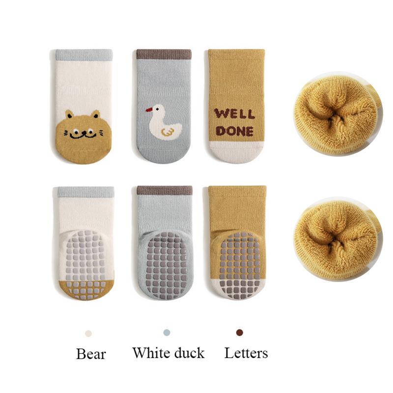 3 Pairs/Lot Autumn Winter Baby Non Slip Soft Floor Sock Cartoon Kids Boys and Girls Indoor Feet Wear