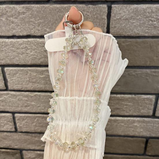 Yousheng Faux Crystal Phone Strap with Detachable Chain Glamorous Phone Lanyard & Purse Charm Adjustable Wrist Chain Fashionable Pendant Bag